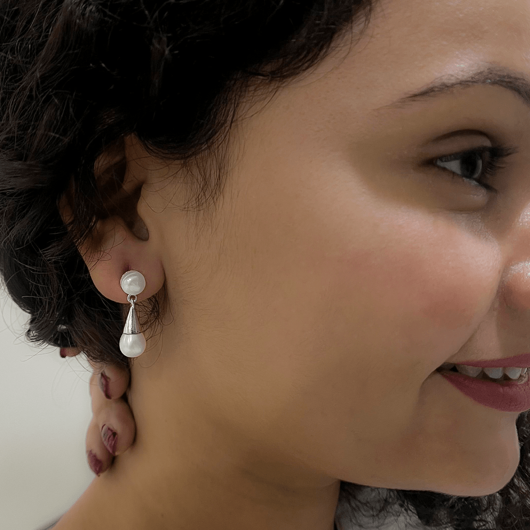 Pearl Drop Thread Earrings for Women