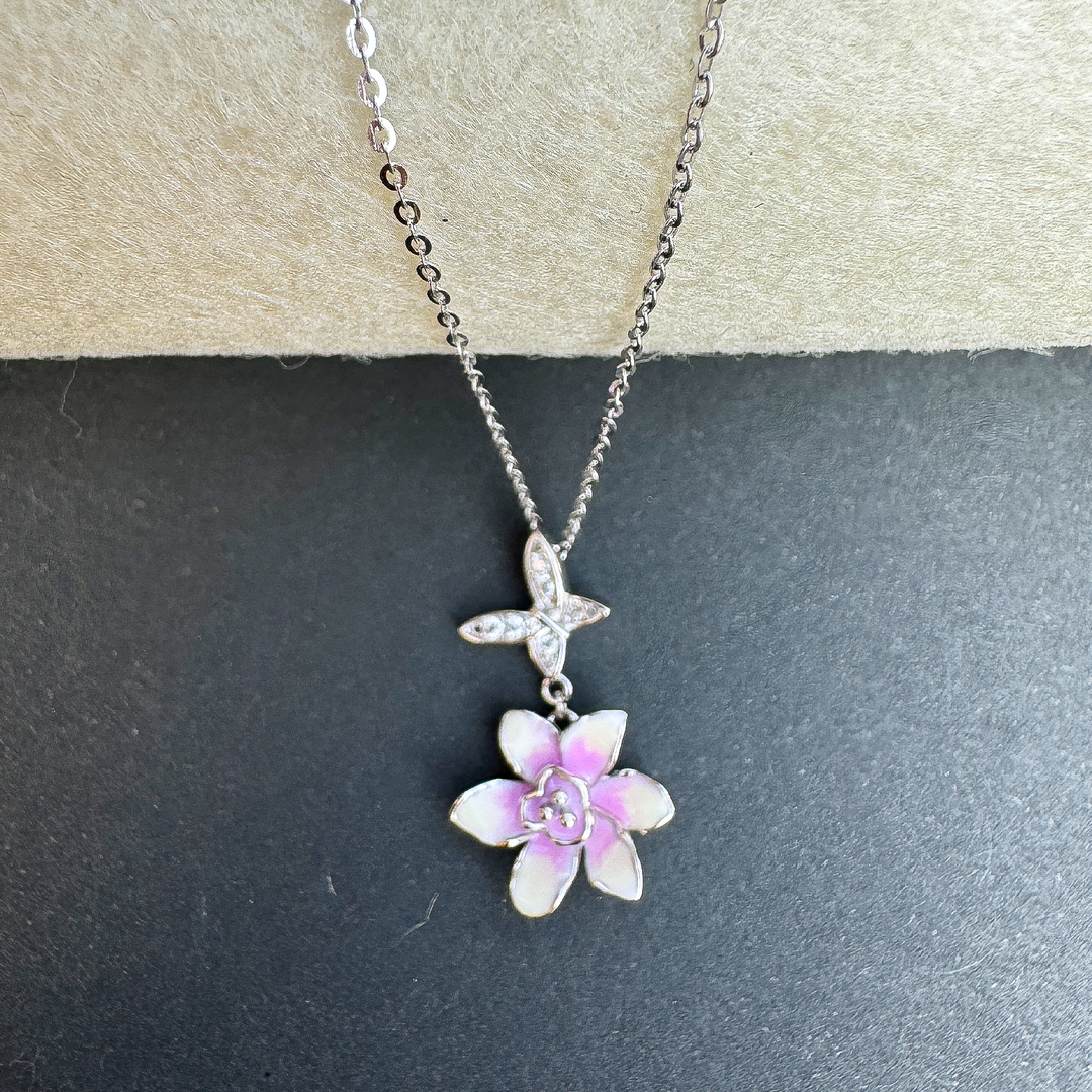 Blooming Orchid Sterling Silver Pendant Chain