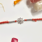 Silver Flower with Diamond Rakhi