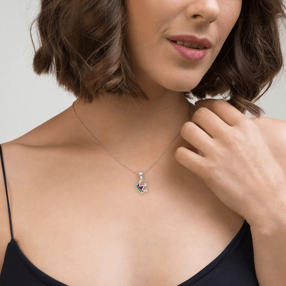 Ontique 925 Silver Crown Shaped Pendant For Women