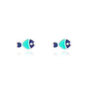 Ontique 925 Silver Fish Shaped Studs Earrings For Kids