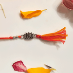 Load image into Gallery viewer, Silver Intricate Lotus Lumba Rakhi
