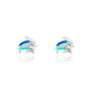 Ontique 925 Silver Dolphin Shaped Studs Earrings For Kids