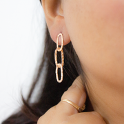 Interlink Rose Pink Sterling Silver Earrings