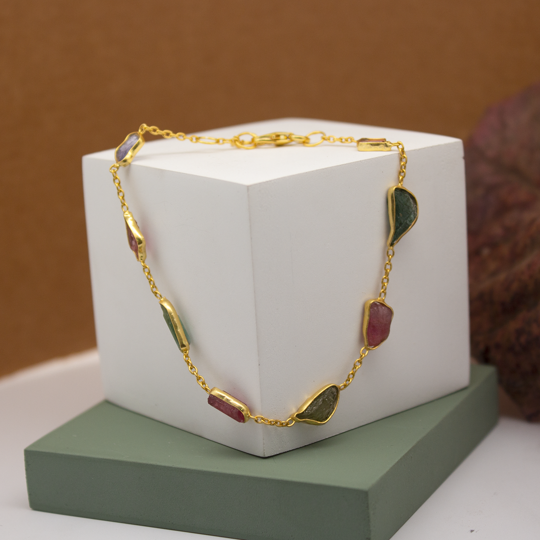 Golden Unfinished Natural Stone Bracelet