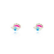 Ontique 925 Silver Shell Shaped Studs Earrings For Kids