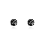 Load image into Gallery viewer, Black Enamel Flower Ear studs with Spike Earrings
