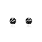 Black Enamel Flower Ear studs with Spike Earrings