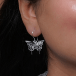 Load image into Gallery viewer, Silver Butterfly Hook Earrings
