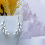 Load image into Gallery viewer, Diamond leaf Silver Hook Earrings
