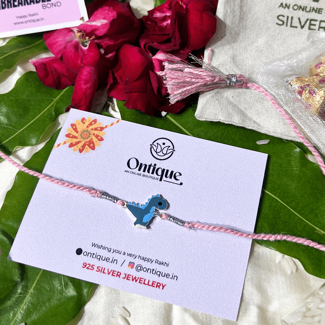 Silver Dinosaur Rakhi for kids