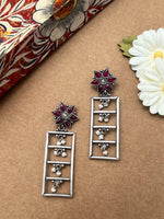 Load image into Gallery viewer, Megh Mala Silver Oxidised Earrings
