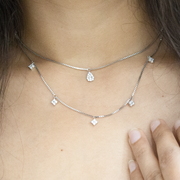 Selene Two Layer 925 Sterling Silver Chain Pendant Set