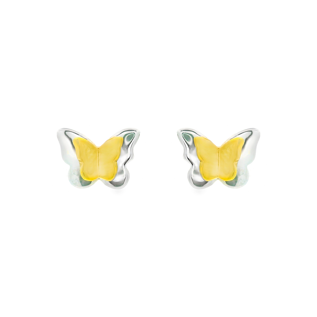 Butterfly 1 micron gold plated silver earrings