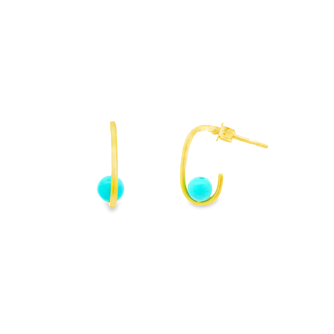 Framed Globe 1 micron gold plated silver earrings