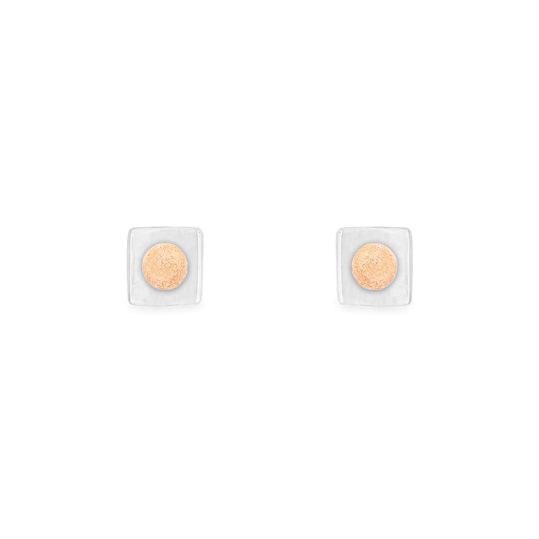 Square Globe 1 micron gold plated silver earrings