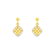 Crisscross drop 1 micron gold plated silver earrings