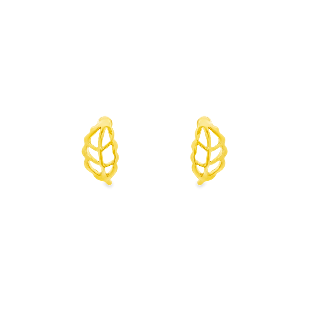 Leaf 1 micron gold plated silver earrings