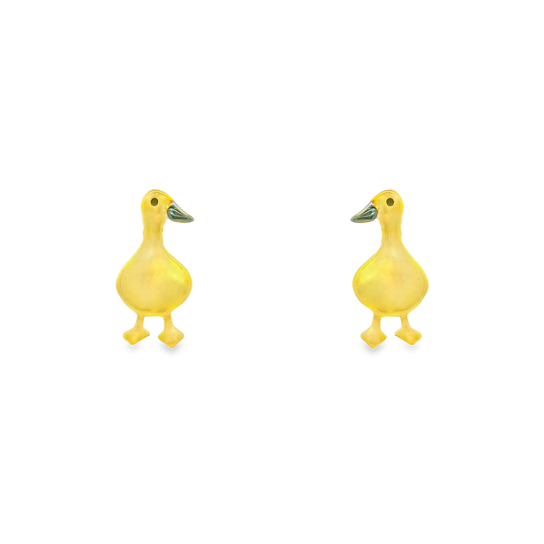 Duck 1 micron gold plated silver earrings