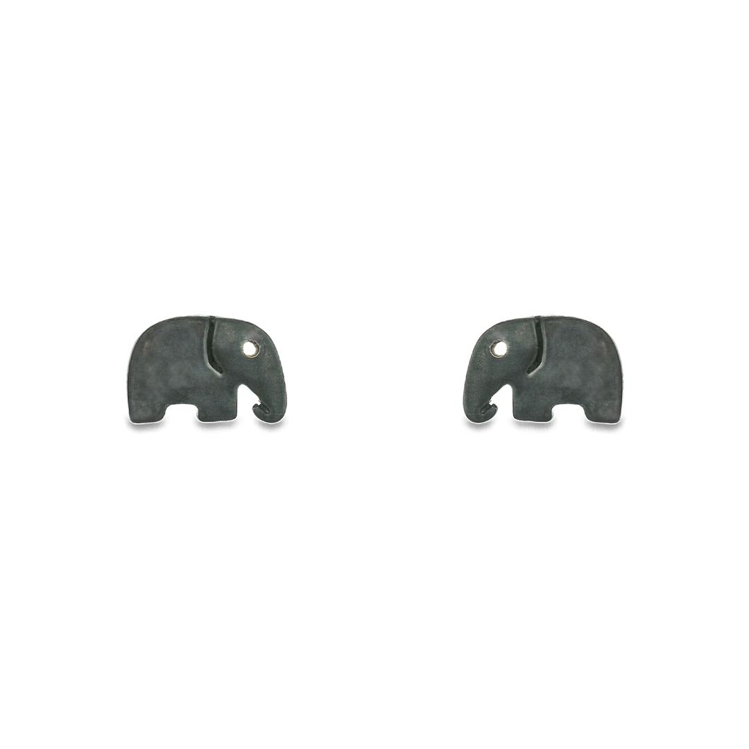 Elephant 1 micron black gold plated silver earrings