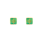 Load image into Gallery viewer, Green Square 1 micron gold plated silver earrings
