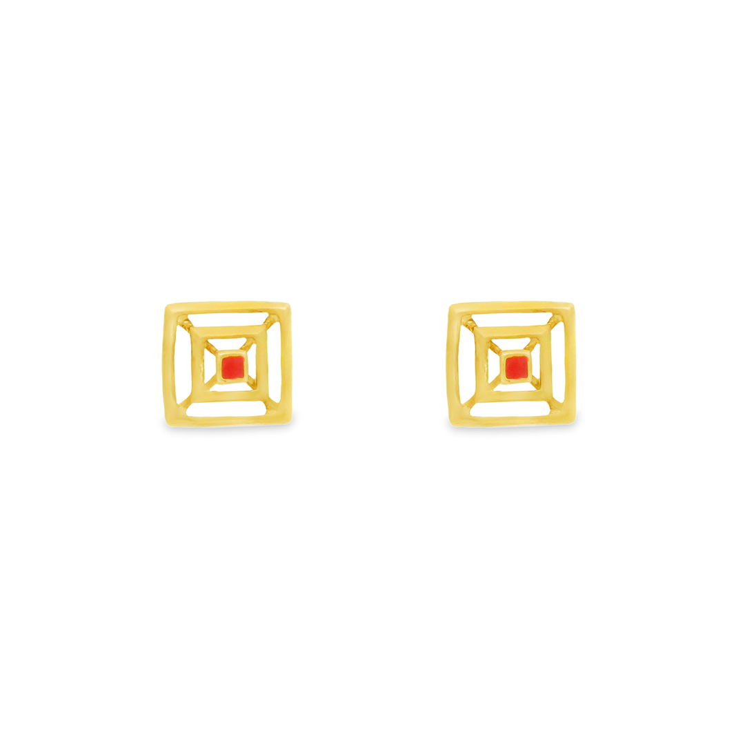 Square Essence 1 micron gold plated silver earrings