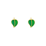 Load image into Gallery viewer, Green Leaf 1 micron gold plated silver earrings
