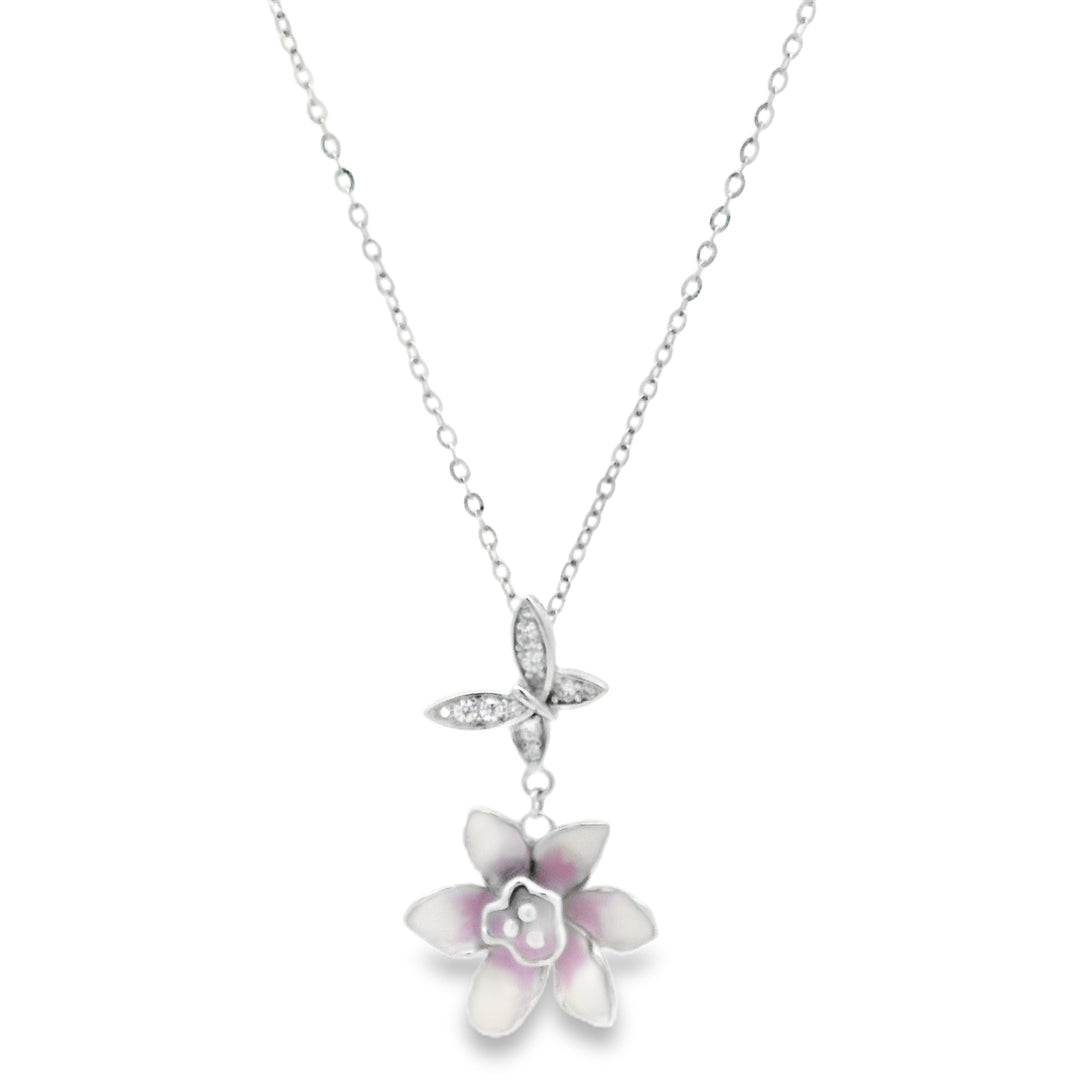 Blooming Orchid Sterling Silver Pendant Chain