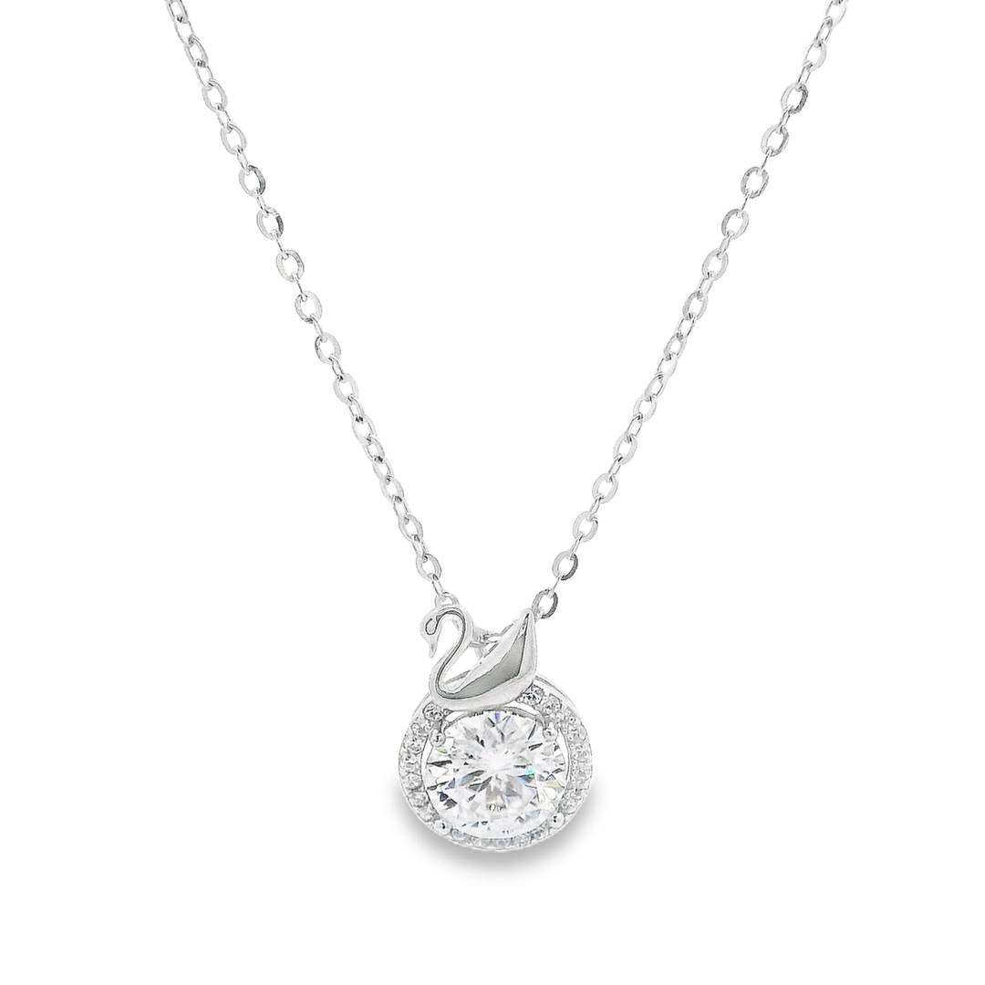 Crystal Swan Sterling Silver Pendant Chain