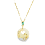 Frosted Leaf Golden Sterling Silver Pendant Chain