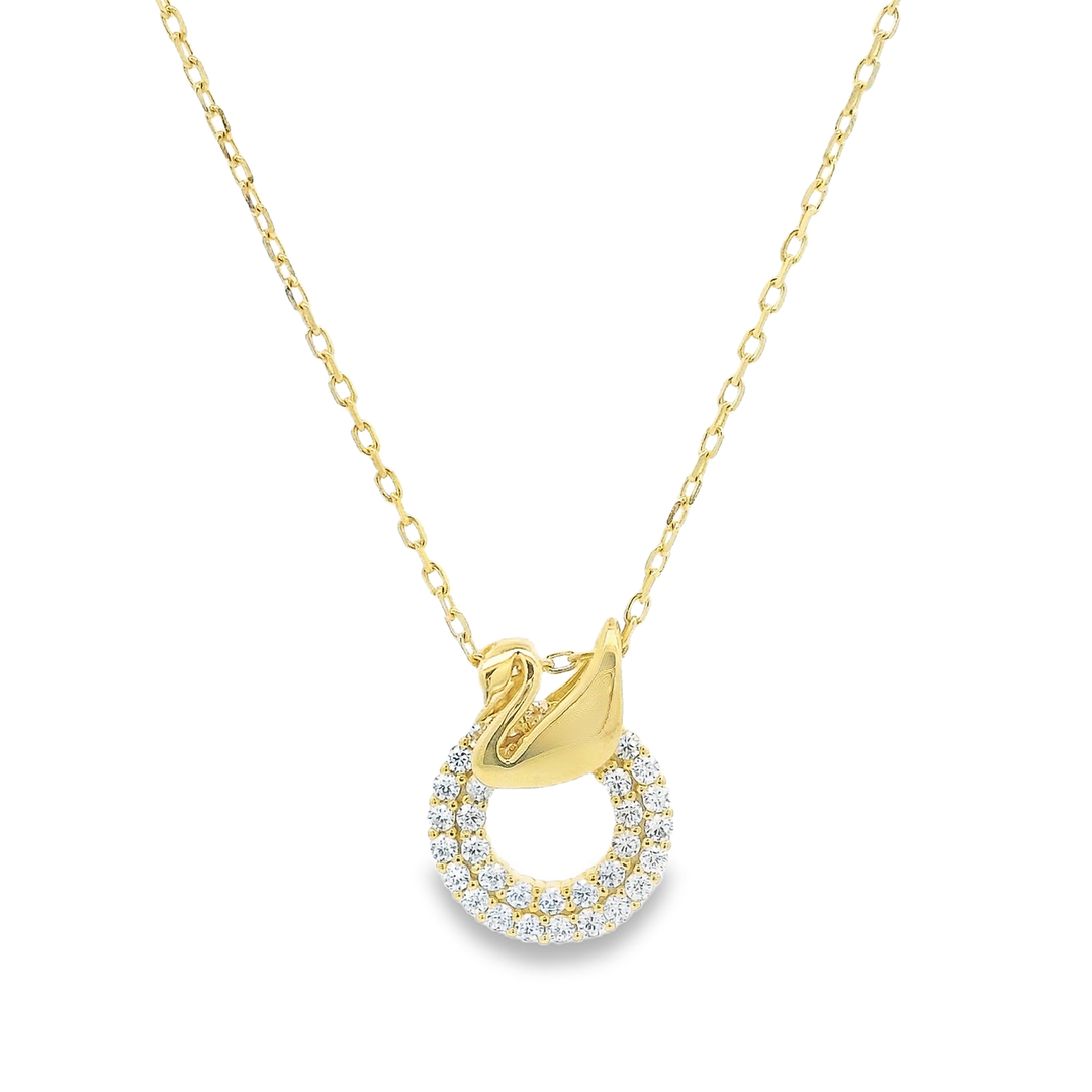 Gliding Swan Golden Sterling Silver Pendant Chain