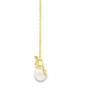 Pearl Flower Drop Golden Sterling Silver Pendant Chain