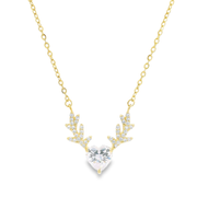 Reindeer Heart Golden Sterling Silver Pendant Chain