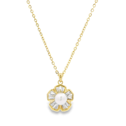 Pearl Daffodil Golden Sterling Silver Pendant Chain