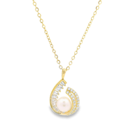 Pearl Blossom Golden Sterling Silver Pendant Chain