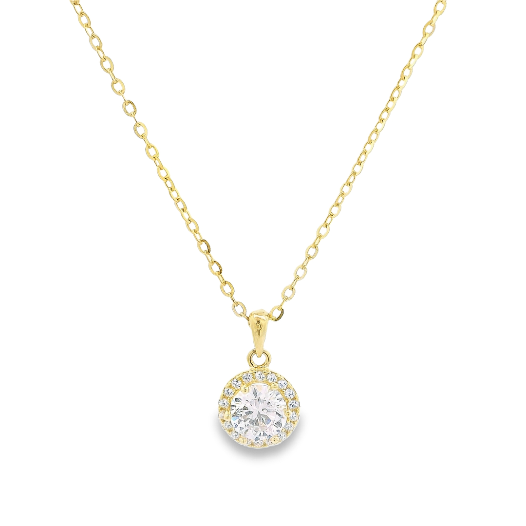 Diamond Drop  Golden Sterling Silver Pendant Chain