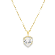 Diamond Heart Golden Sterling Silver Pendant Chain