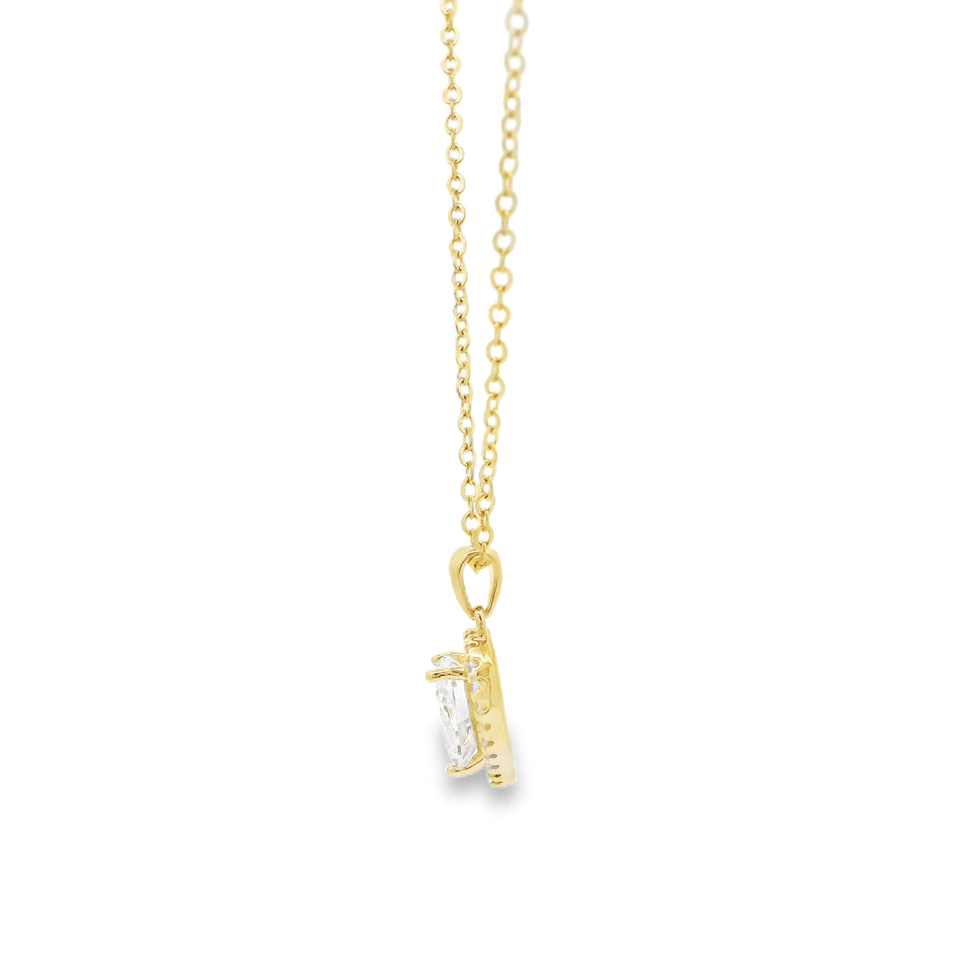 Diamond Heart Golden Sterling Silver Pendant Chain