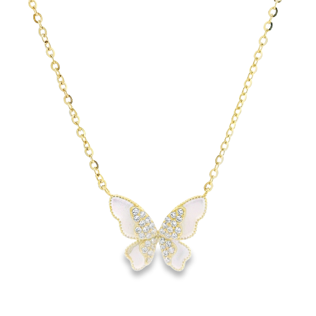 Butterfly Golden Sterling Silver Pendant Chain