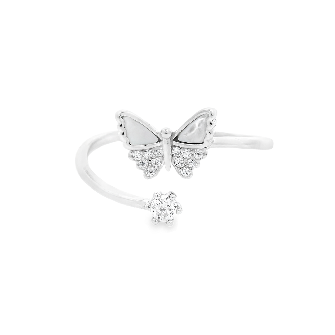 Loom Butterfly Sterling Silver Adjustable Ring