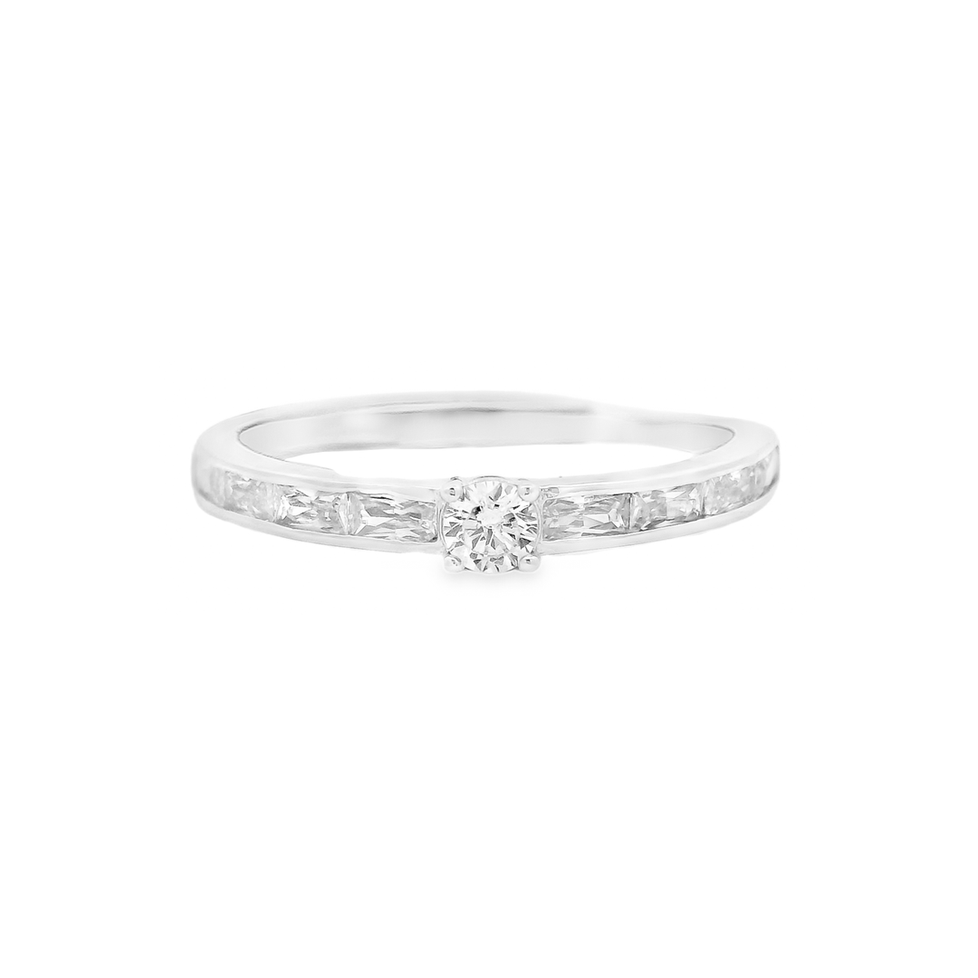 Promise Solitaire Sterling Silver Adjustable Ring