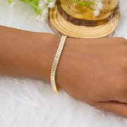 Glitter gold tennis bracelet 925 sterling silver bracelet