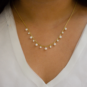 Pearl droplets 925 sterling silver pendants chain set