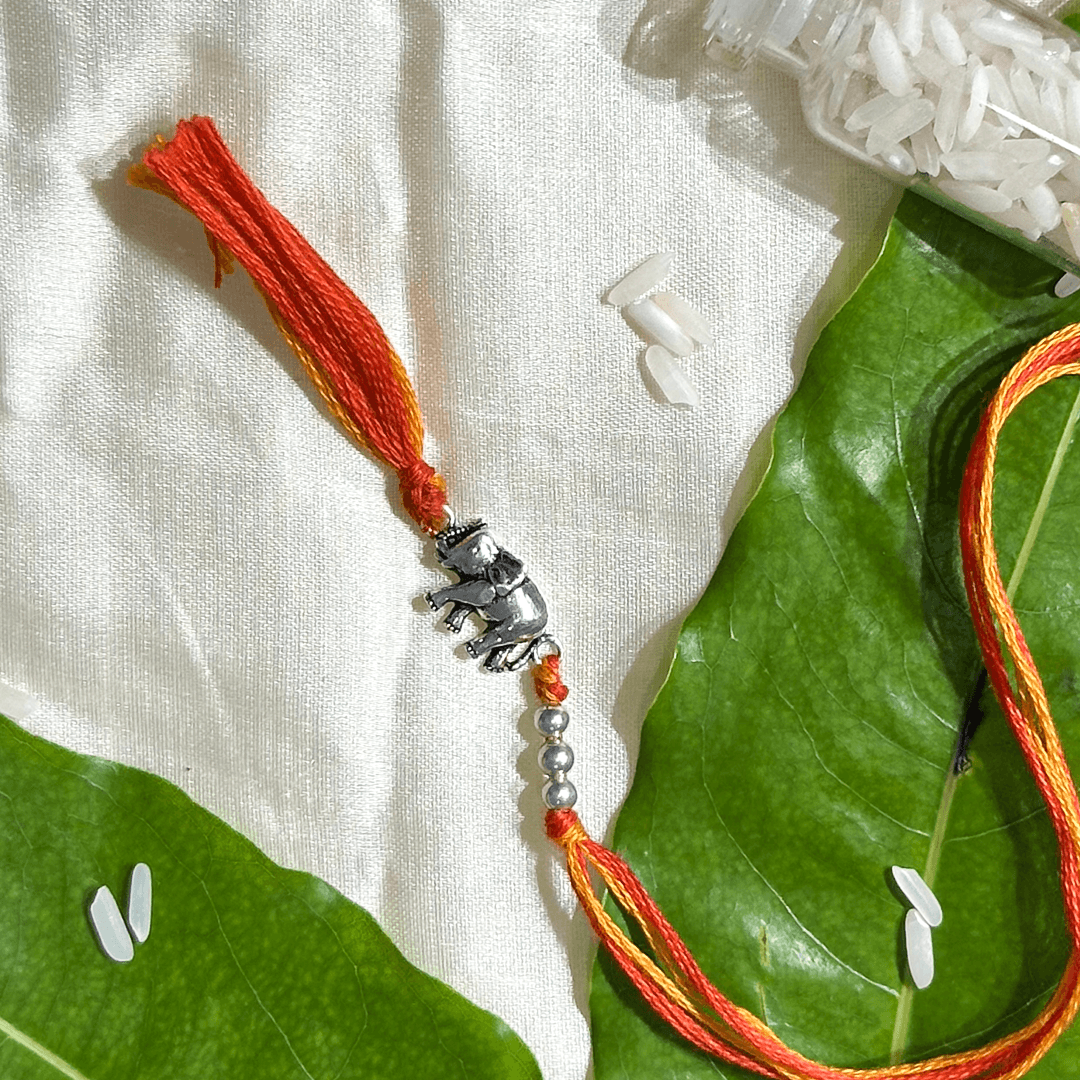 Silver Elephant Lumba Rakhi for Bhabhi