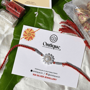 Silver Flower Rakhi with Moti