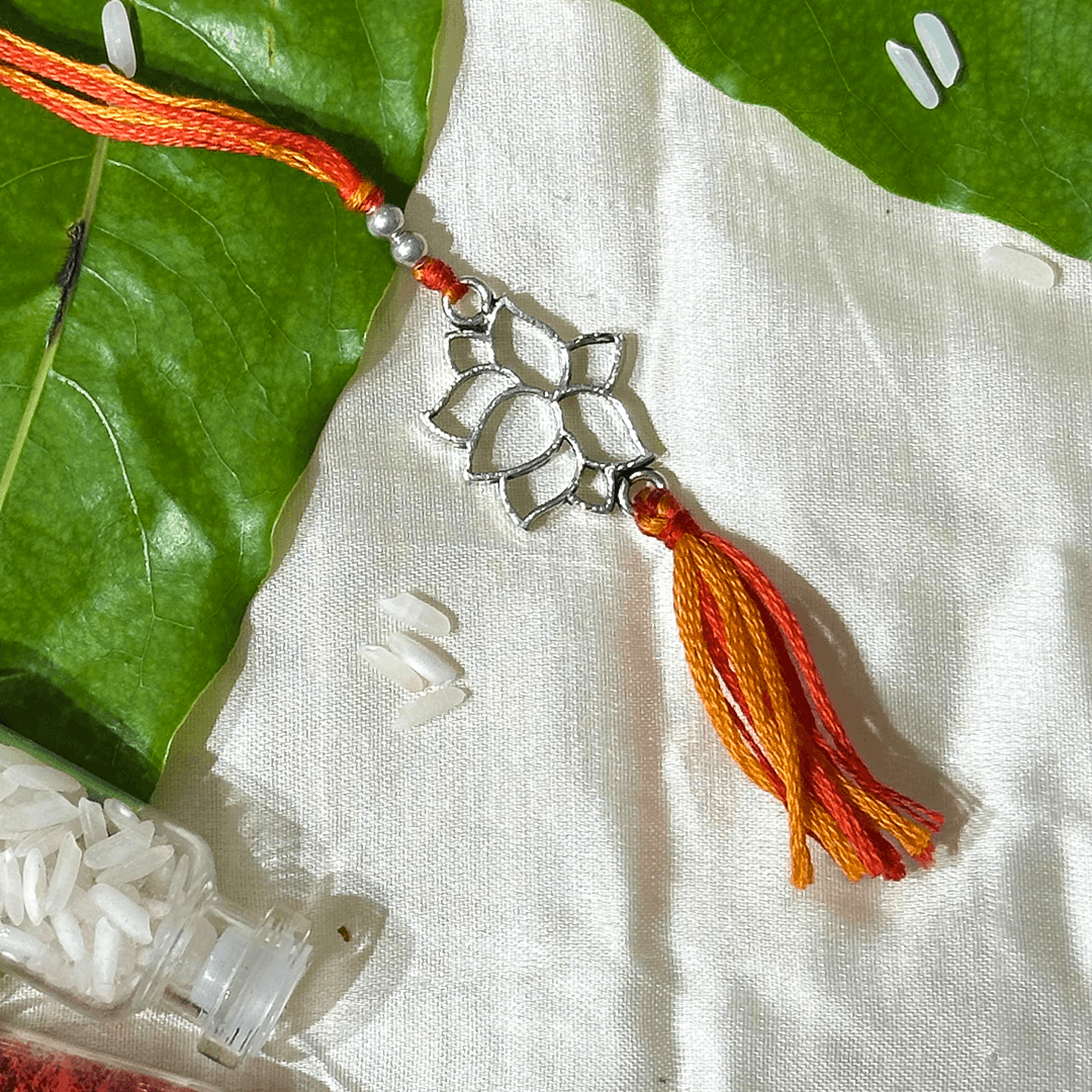 Silver Lotus Lumba Rakhi