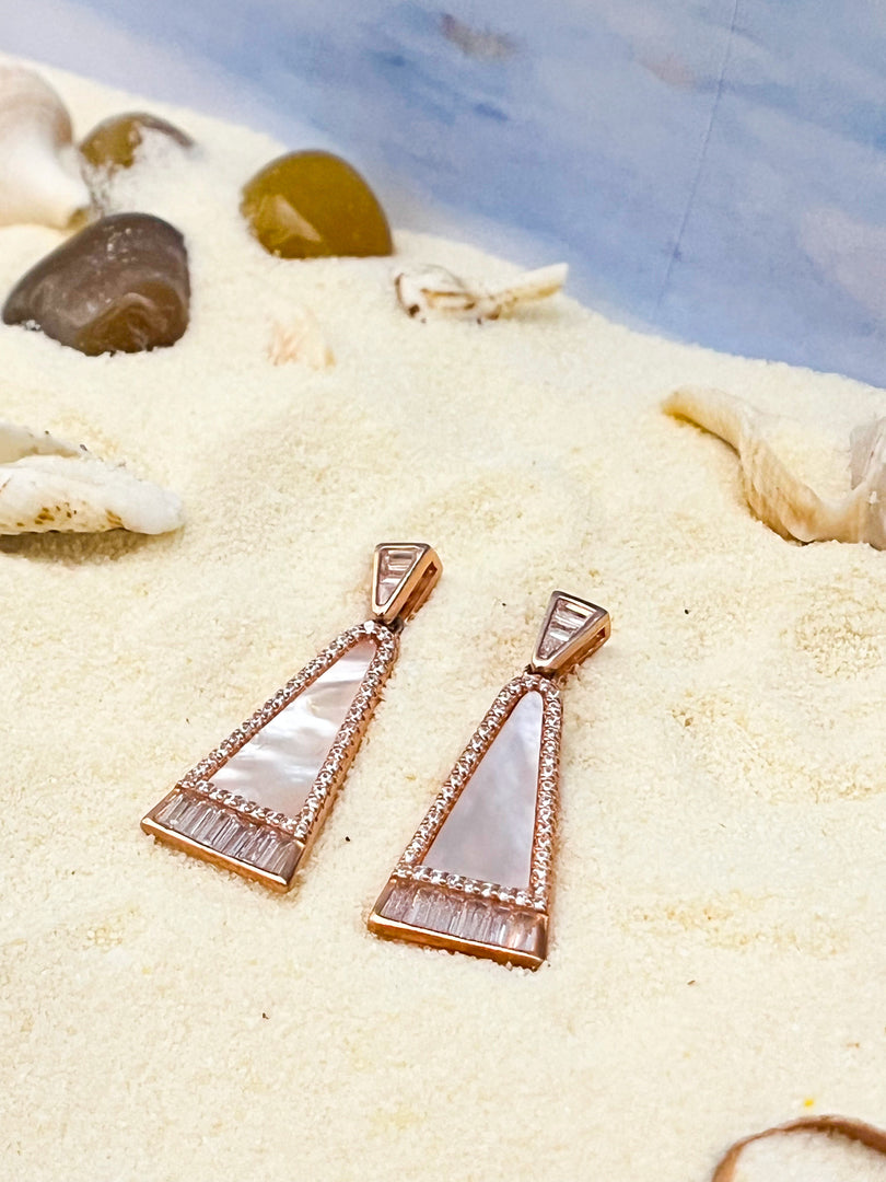 Rose Gold Crystal Glow MOP Silver Earrings