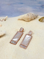 Load image into Gallery viewer, Rose Gold Crystal charm MOP silver earrings
