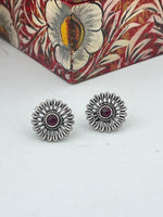 Load image into Gallery viewer, Surya Mukhi Silver Oxidised Earrings
