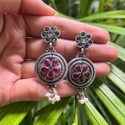 Tattva Silver Oxidised Earrings